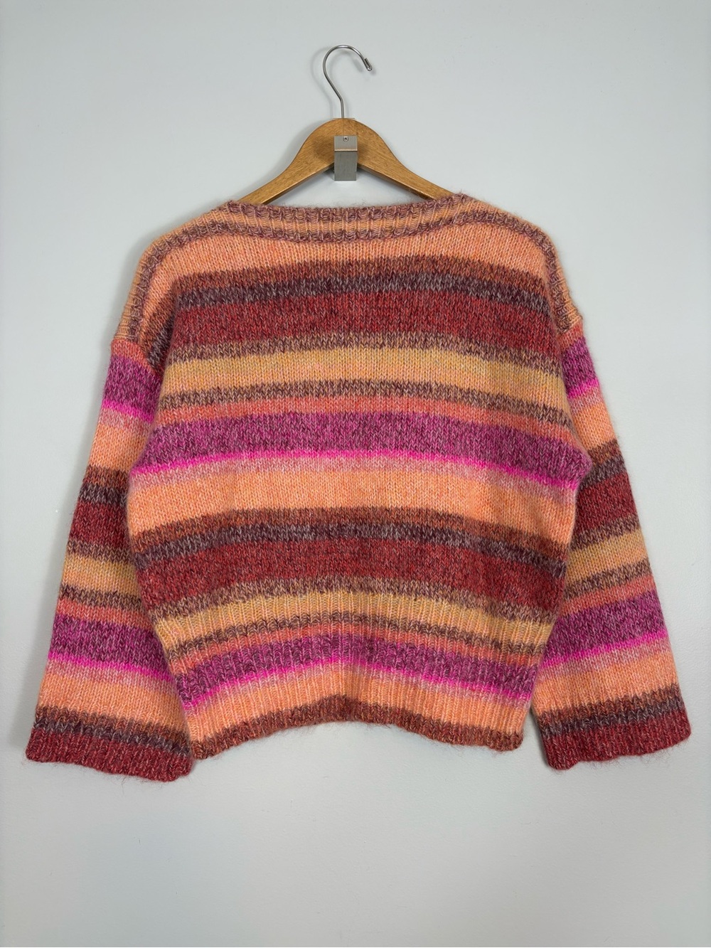 J.Crew Wide-Sleeve Alpaca-Blend Sweater in Ombré Stripe Sz M - Picture 6 of 8